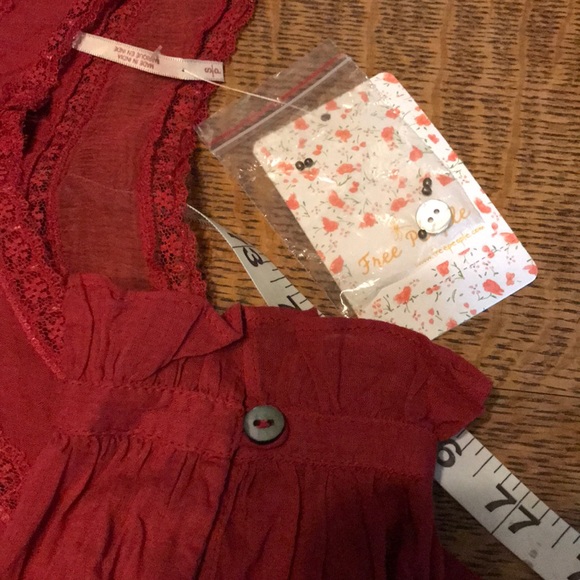 🆕 Free People Strangers in Love Blouse Claret Red - Picture 6 of 6